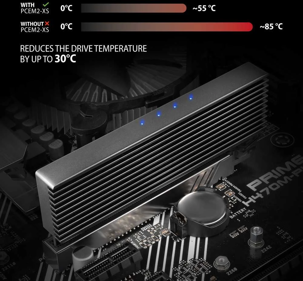 Axagon Pcem2-xs vidinis adapteris pcie x16, m.2 nvme, aušintuvas