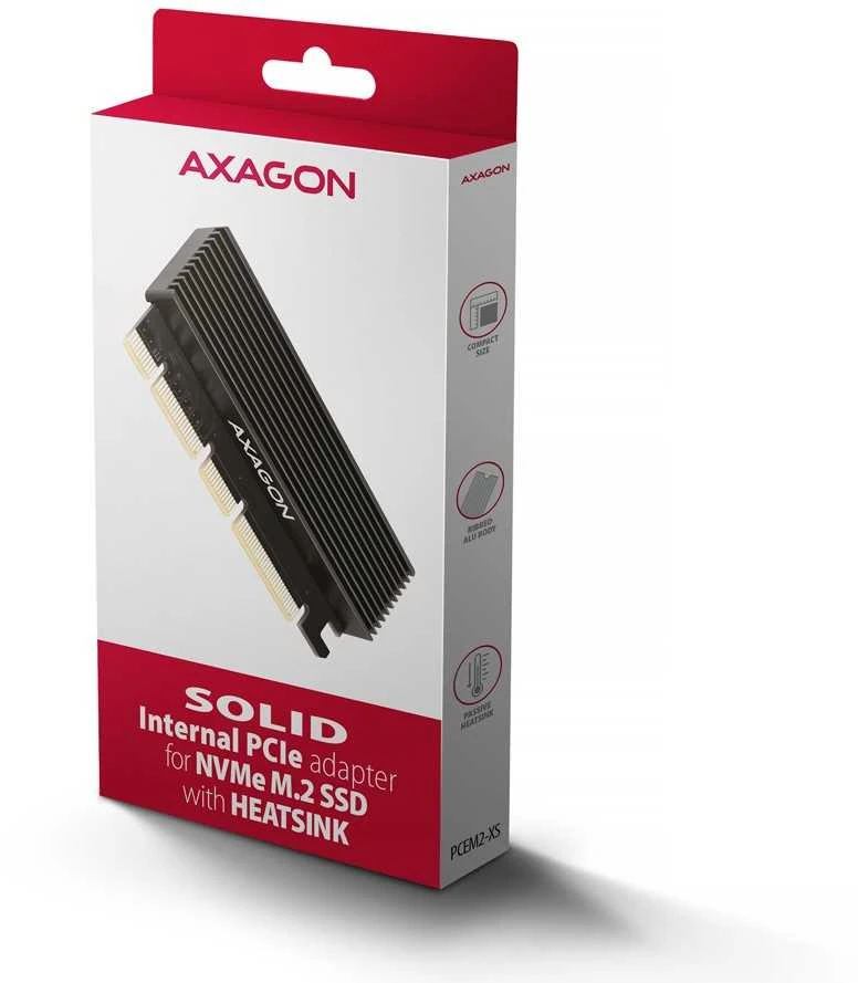 Axagon Pcem2-xs vidinis adapteris pcie x16, m.2 nvme, aušintuvas
