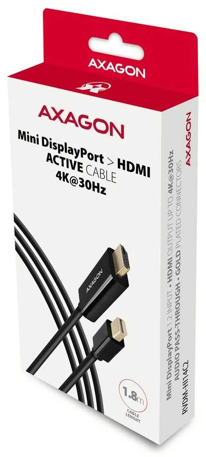 AXAGON RVDM-HI14C2 Mini DisplayPort į HDMI adapterio kabelis, 4K/30 Hz, 180 cm ilgio, juodas