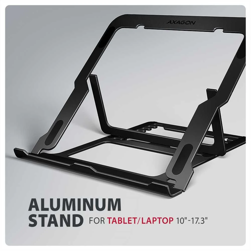 AXAGON STND-LAB Nešiojamas kompiuteris Stand, height-adjustable, foldable, aliuminio – juodas
