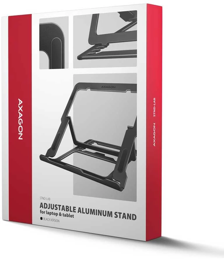 AXAGON STND-LAB Nešiojamas kompiuteris Stand, height-adjustable, foldable, aliuminio – juodas