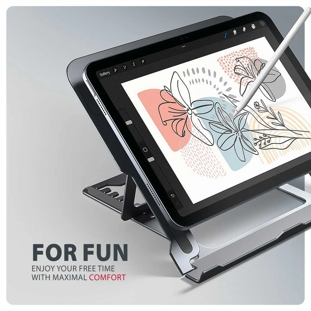 AXAGON STND-LAG Nešiojamas kompiuteris Stand, height-adjustable, foldable, aliuminio – pilkas