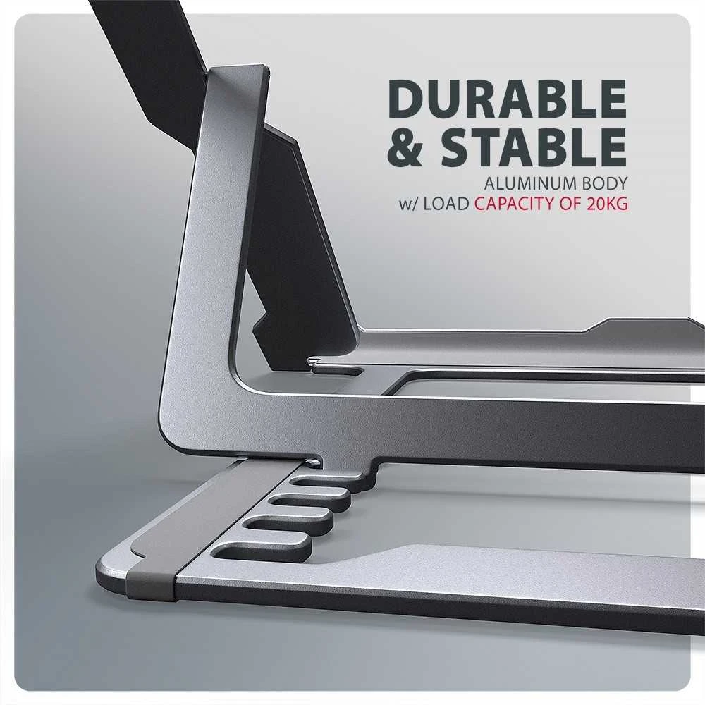 AXAGON STND-LAG Nešiojamas kompiuteris Stand, height-adjustable, foldable, aliuminio – pilkas
