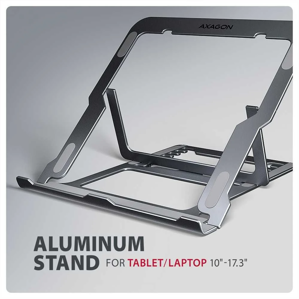 AXAGON STND-LAG Nešiojamas kompiuteris Stand, height-adjustable, foldable, aliuminio – pilkas