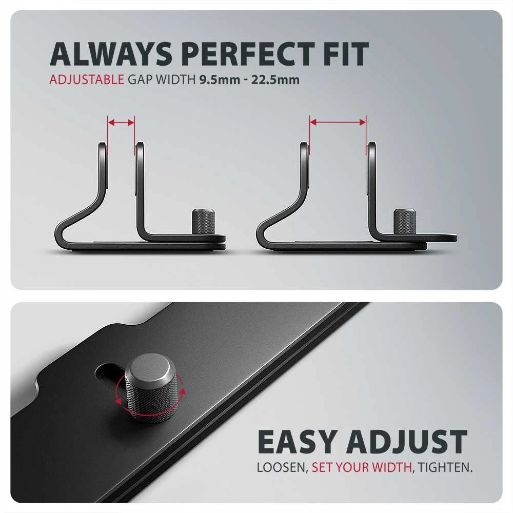 AXAGON STND-VB Vertical Nešiojamas kompiuteris Stand, adjustable width, aliuminio – juodas