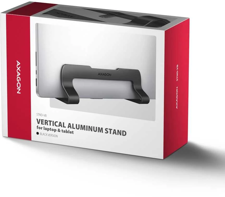AXAGON STND-VB Vertical Nešiojamas kompiuteris Stand, adjustable width, aliuminio – juodas