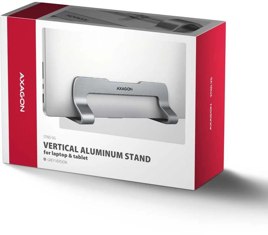 AXAGON STND-VG Vertical Nešiojamas kompiuteris Stand, adjustable width, aliuminio – pilkas