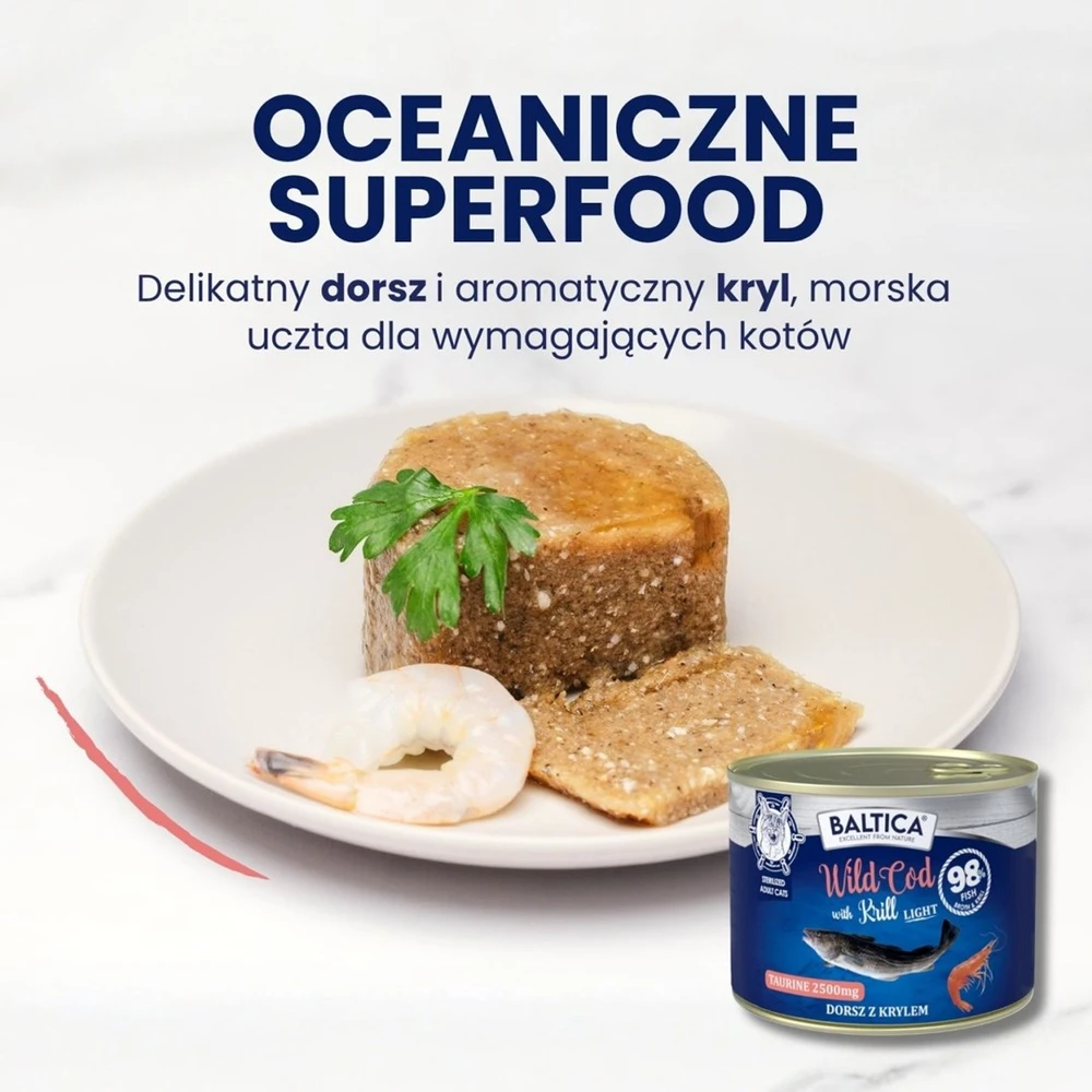 BALTICA Excellent Wild cod with krill Light – šlapias kačių maistas – 185g