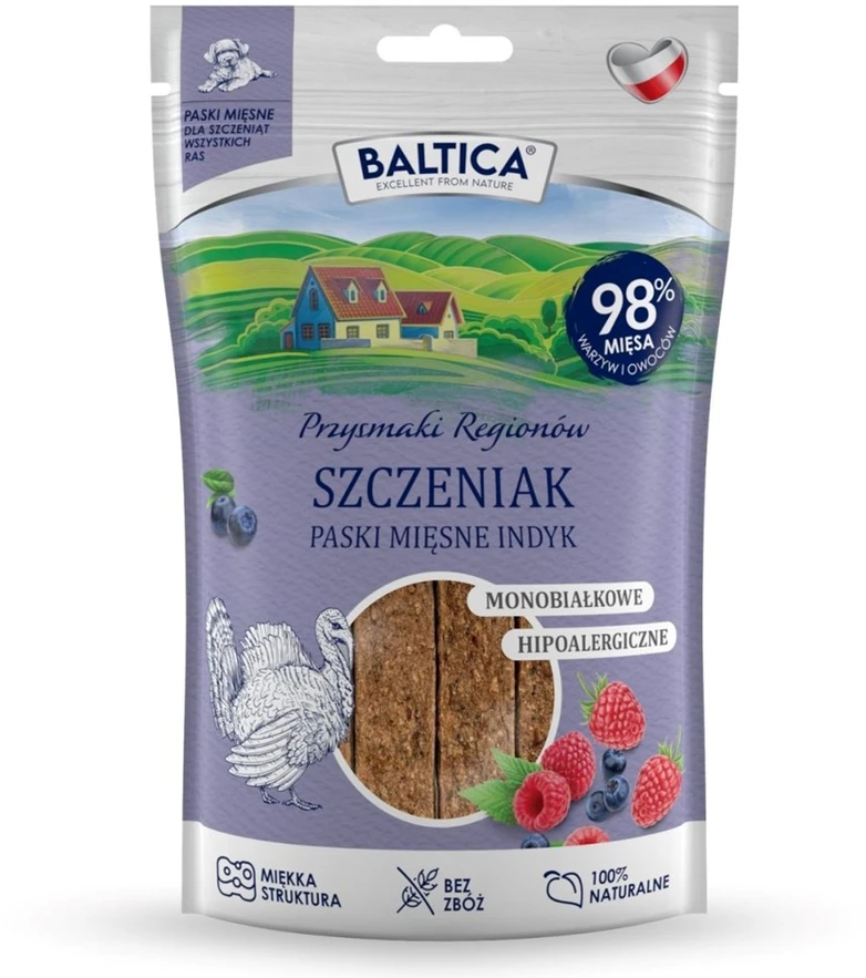 BALTICA Przysmaki Regionów Mėsos juostelės Kalakutiena – skanėstas šuniui – 90 g
