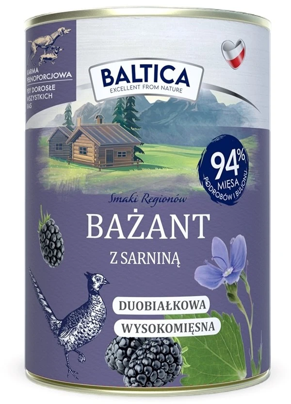 BALTICA Smaki regionów fazanas su elniena – drėgnas ėdalas šunims – 400g