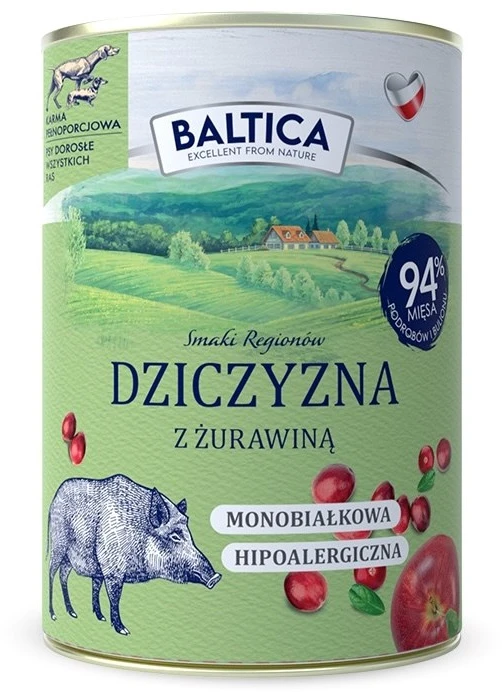 BALTICA Smaki regionów Venison with cranberries – drėgnas ėdalas šunims – 400g