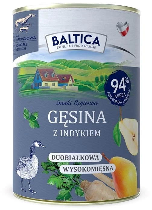 BALTICA Smaki regionów Goose with kalakutiena – drėgnas ėdalas šunims – 400g