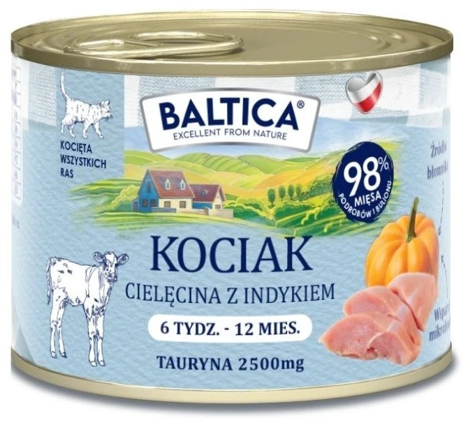 BALTICA Smaki regionów Kitten Veal with kalakutiena – šlapias kačių maistas – 185g