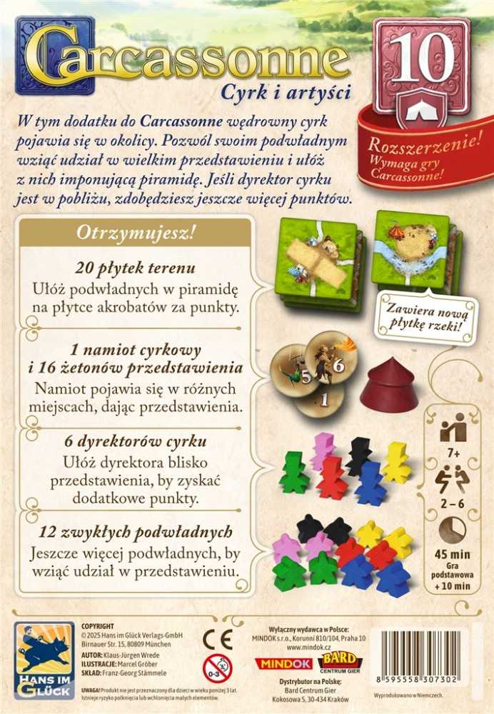 Bard Centrum Gier Stalo žaidimo Carcassonne papildymas cirkas ir artistai 3 leidimas
