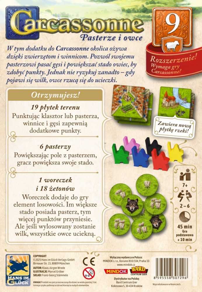 Bard Centrum Gier Stalo žaidimo Carcassonne priedas 9 Pasterze i Owce 3 leidimas