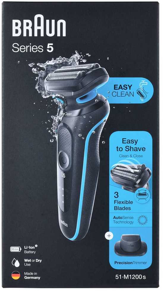 Braun | Shaver | 51-M1200s | Operating time (max) 50 min | Wet & Dry | Juodas/Mint