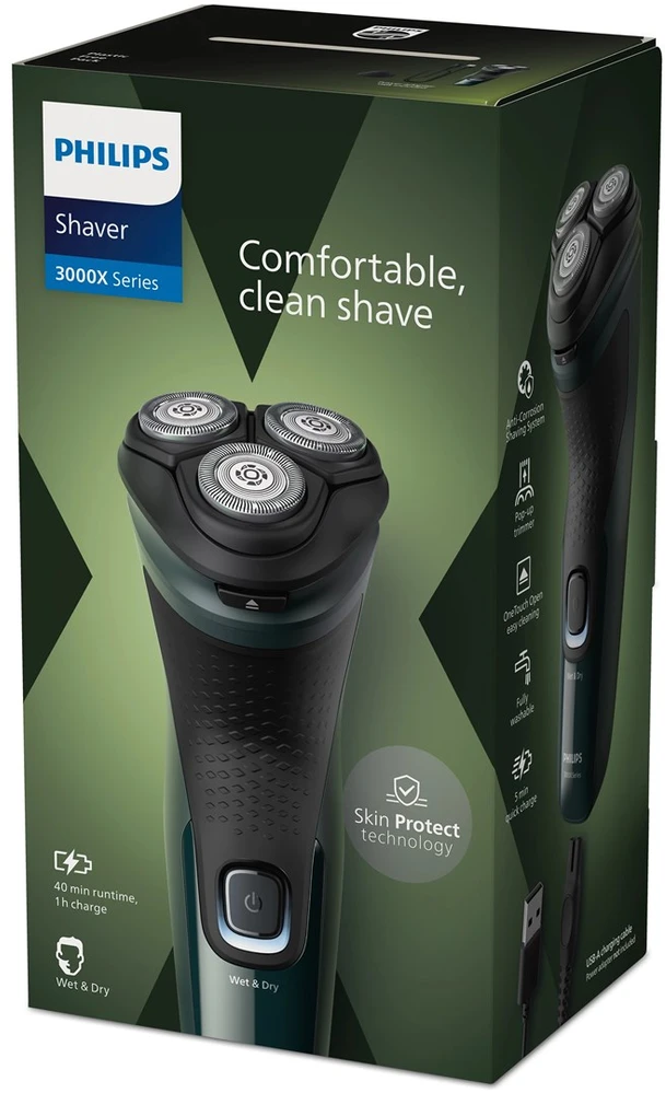 Drėgnojo ir sausojo skutimo elektrinė barzdaskutė Shaver 3000X Series