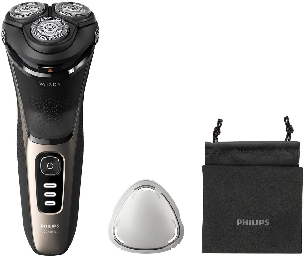 Elektrinis Skustuvas - Philips S3242/12 Rotorinis Skustuvas Su Skustuku, Juodas, Auksinis