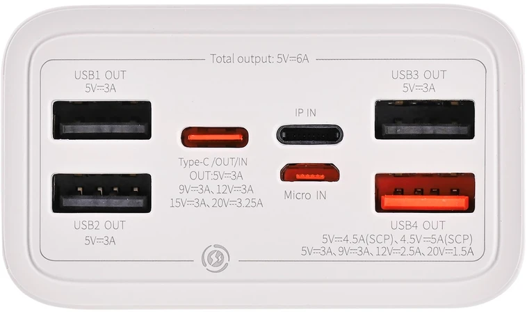 Powerbank Baseus Amblight 30000mAh 4xUSB USB-C 65W - baltas
