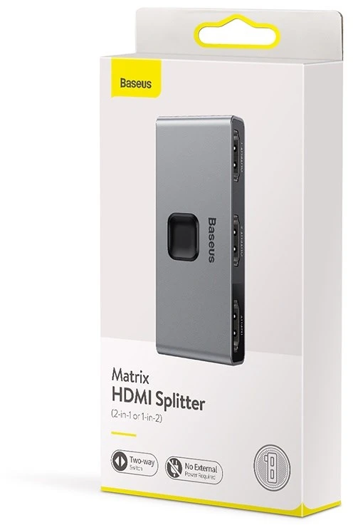 „Baseus“ dvikryptis HDMI matricos skirstytuvas, 2x1 / 1x2, 4k