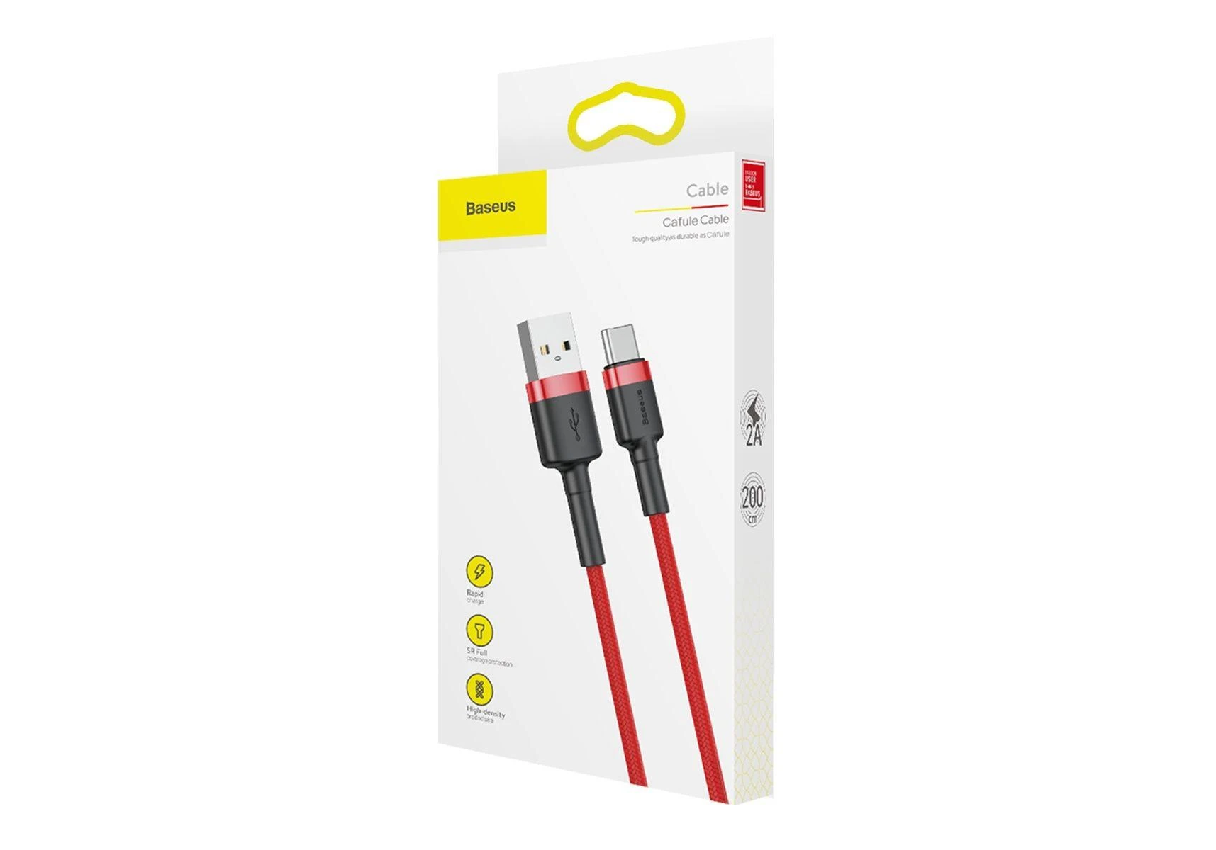 Baseus Cafule kabelis USB-C 2A 2m - Raudonas