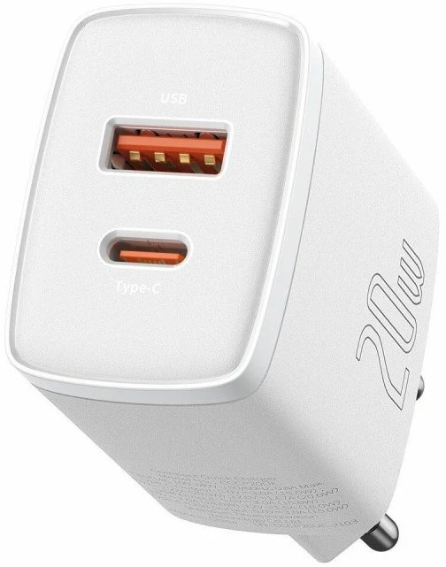 Įkroviklis Baseus Compact Quick Charger 20W USB-C/USB-A baltas CCXJ-B02