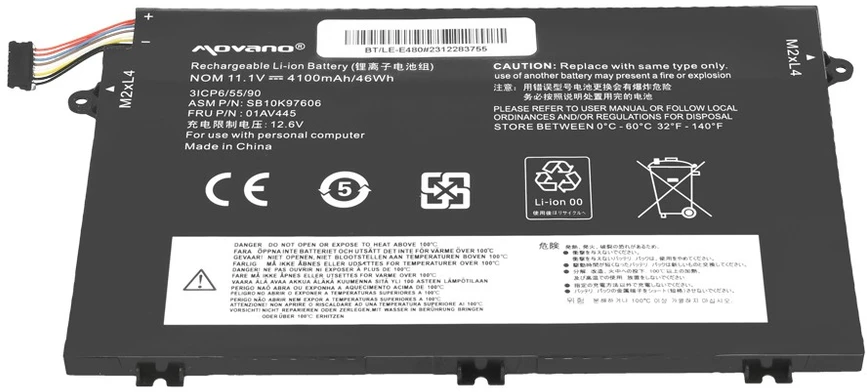 Bateria Movano Bateria 01AV445 do Lenovo ThinkPad E14 E15 E480 E580 E590