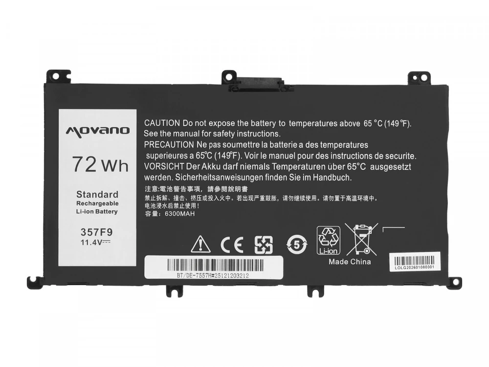 „Movano“ akumuliatorius „Movano“ akumuliatorius, skirtas „Dell Inspiron 15“ (7557), 15 (7559) (10,8–11,1 V) (6600 mAh)