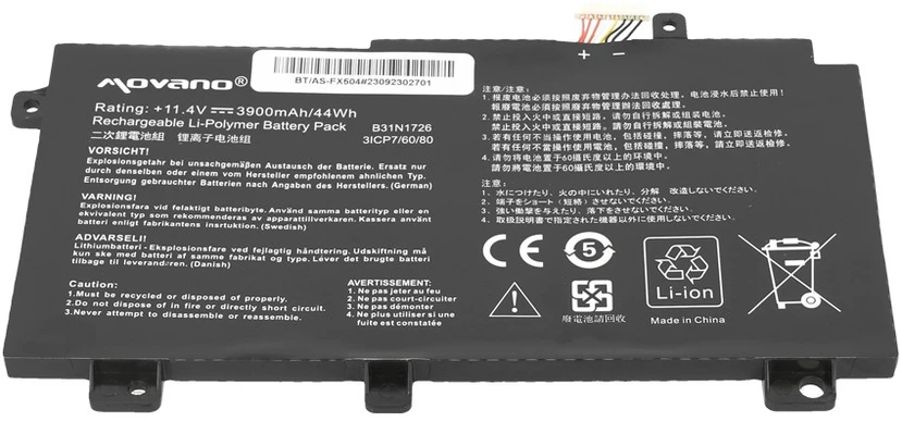Movano Baterija B31N1726 Asus FX504 FX505 FX80G - 3900 mAh (44 Wh)