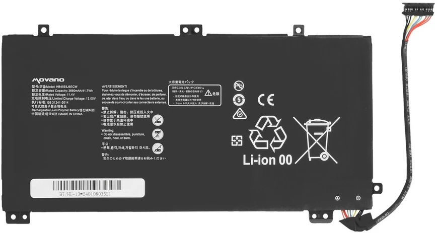 Movano Bateria do huawei matebook 13 wrt-w19 wx9 w29 hn-w19 hb4593j6ecw - 3660 mah (41.7 wh)