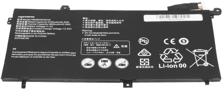 Movano Bateria do huawei matebook d series hb46k497ecw - 3700 mah (42.2 wh)