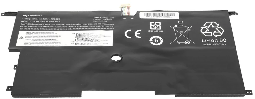 Oem „Lenovo ThinkPad X1 Carbon 14 Gen 2 3“ baterija – 2800 mAh (43 Wh)