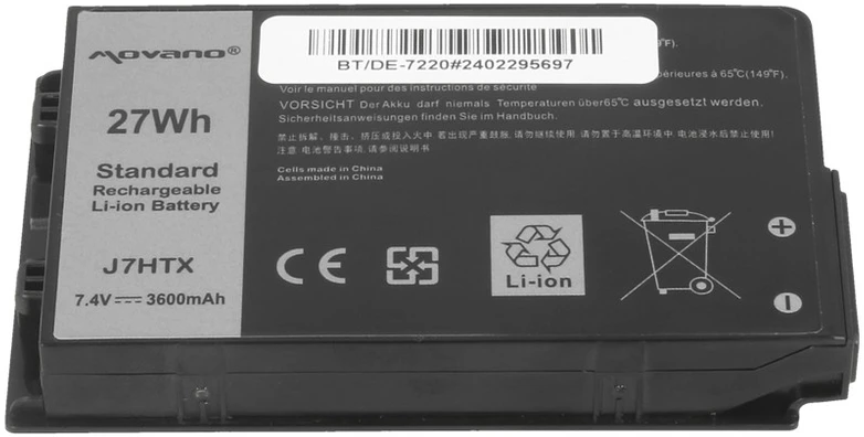 Movano „Dell Latitude 12 Rugged 7202 7212 7220“ planšetinio kompiuterio „j7htx“ baterija – 3600 mAh (27 Wh)