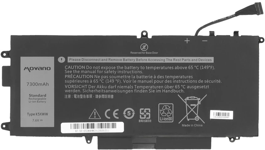 Baterija k5xww, skirta Dell Latitude 5289, 7390 2-in-1 - 7300 mAh (55 Wh)