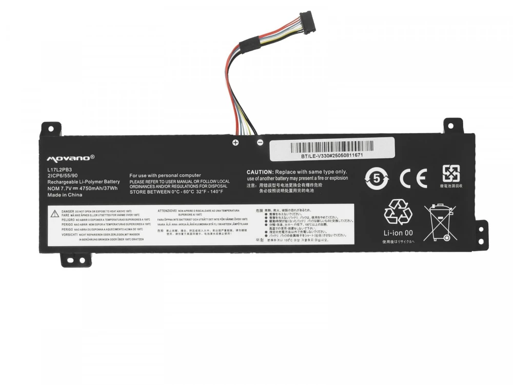 Movano Bateria l17l2pb3 do lenovo v130-15igm v330-15ikb v530-14ikb v530-15ikb - 4750 mah (37 wh)