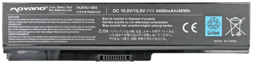 Movano Baterija Movano Baterija, skirtas Toshiba L700, L730, L750 nešiojamam kompiuteriui (10,8 V–11,1 V) (4400 mAh)