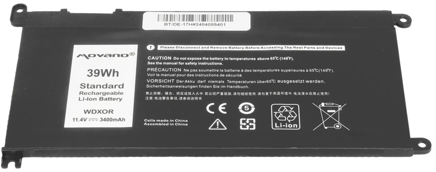 Movano Baterija WDXR0 P75F P62F P66F T2JX4 WDXR D0 Dell – 3400 mAh (39 Wh)
