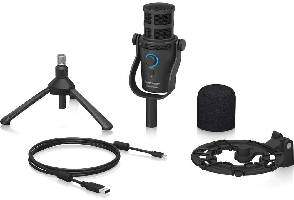 „Behringer D2 Podcast Pro“ – skaitymo/vokalo mikrofonas su XLR/USB jungtimi