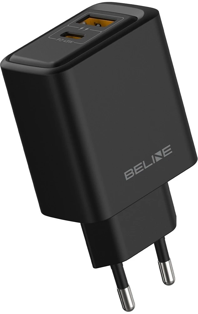 Laidinis įkroviklis Beline 45W USB-A/USB-C BLN2CB45 juodos spalvos