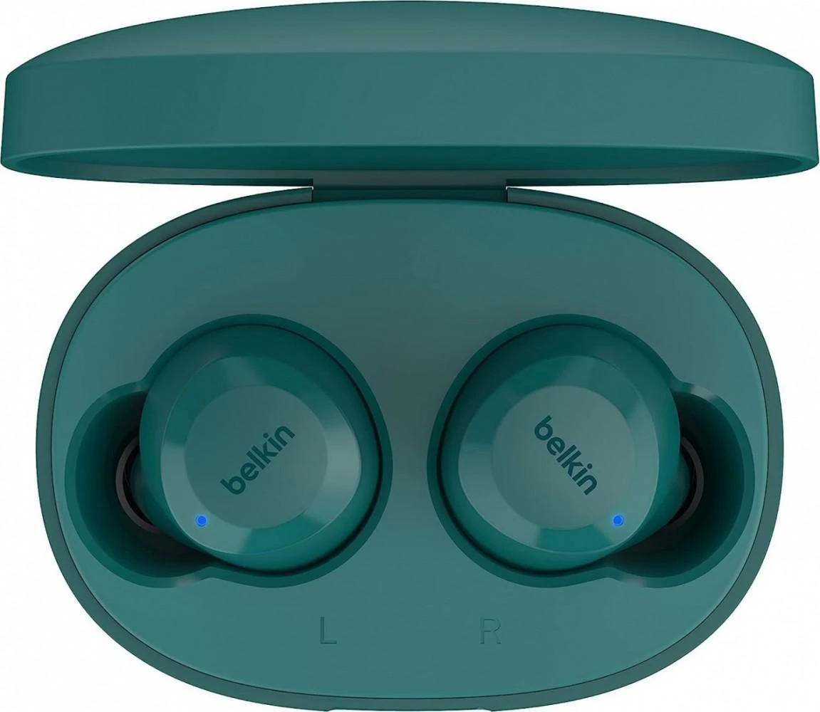 Belkin SoundForm Bolt ausinės su atidarytu įkrovimo dėklu
