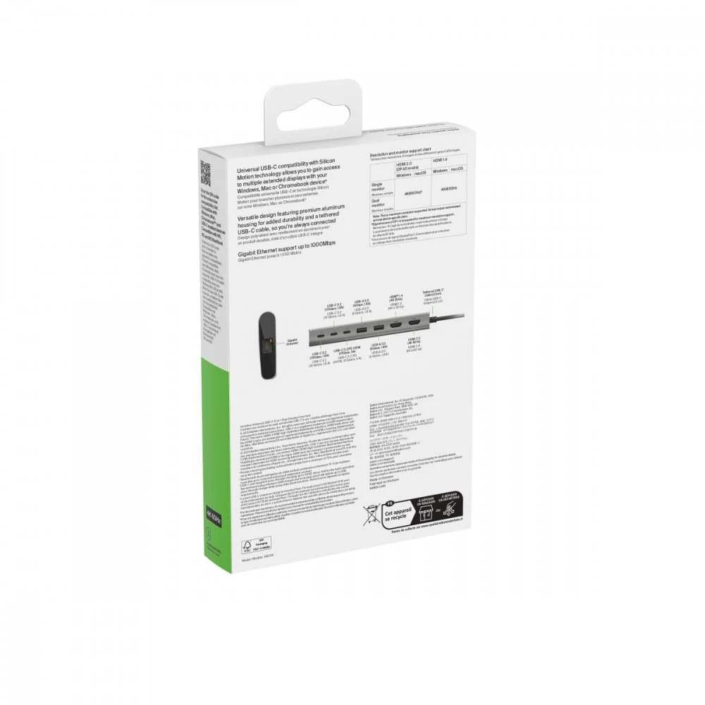 Belkin INC015BTSGY-CZ nešiojamojo kompiuterio dokas / prievadų replikatorius Laidinis USB 3.2 Gen 1 (3.1 Gen 1) Type-C Aliuminio