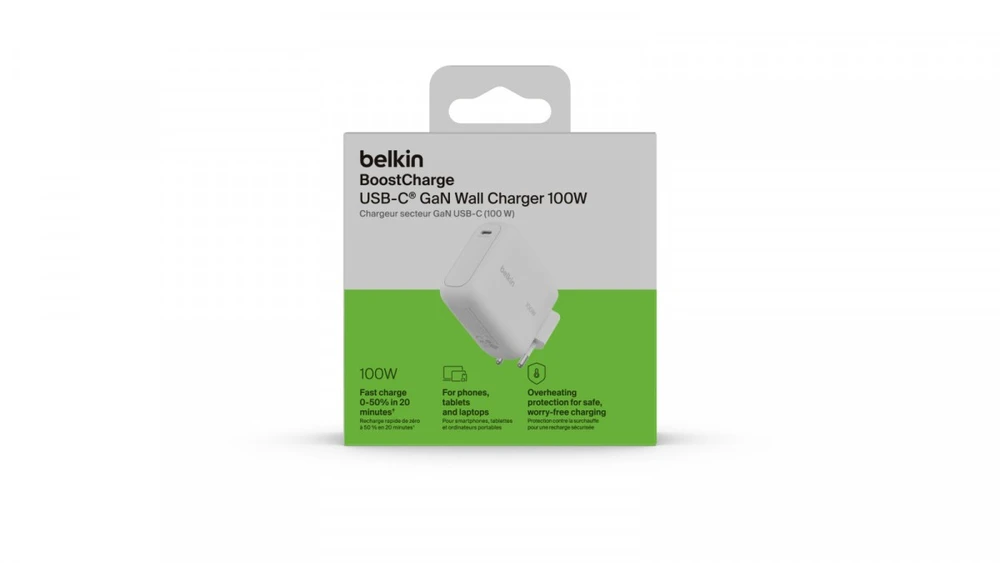 Įkroviklis Belkin BOOSTCHARGE 100W USB-C GAN ze składaną białą wtyczką (WCH025KQWH)
