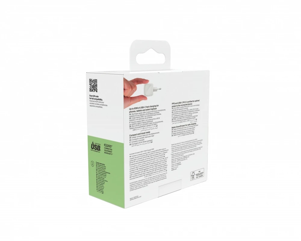 Įkroviklis Belkin BoostCharge Compact 65W (WCA011KQWH)
