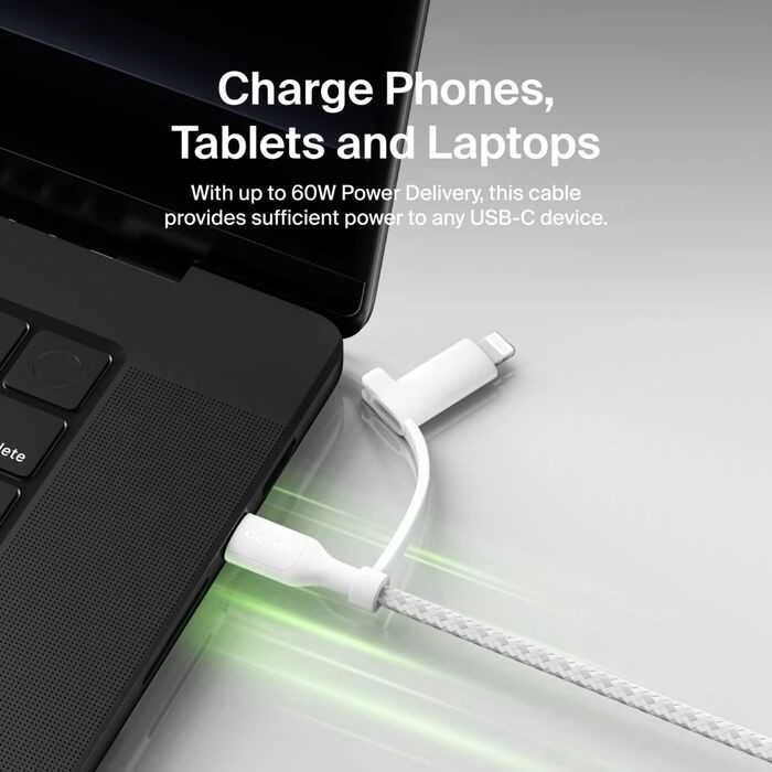 Belkin BOOST CHARGE 2-in-1 įkroviklis su USB-C/Lig. 1,5m ws.CAC003hq1.5MWH