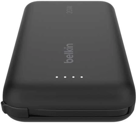 Belkin 10 000 mAh 20W įmontuotas kabelis USB-C juoda