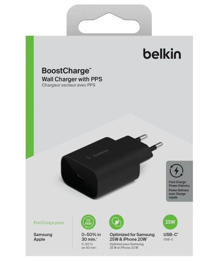 Įkroviklis Belkin Boost Charge USB-C PD 3.0 PPS 25W juodas