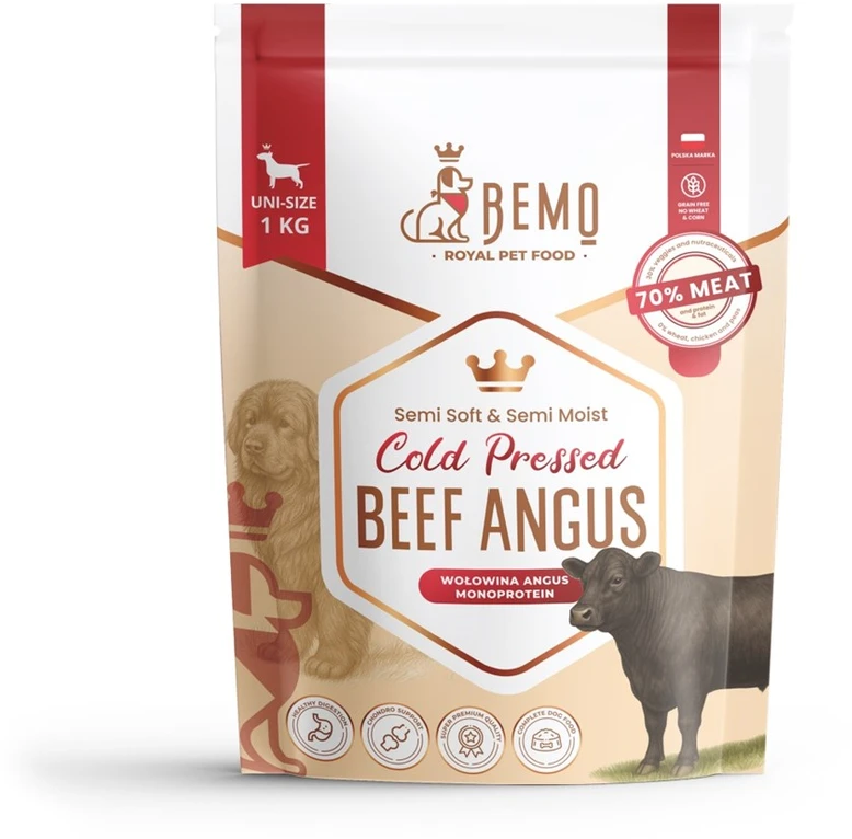 BEMO Cold Pressed jautiena Angus Mono - sausu šunų ėdalu - 1kg