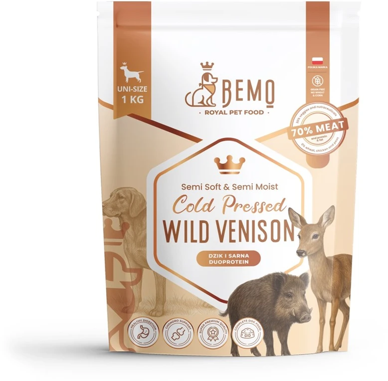 BEMO Cold Pressed Wild Venison - sausi šunų ėdalai - 1kg
