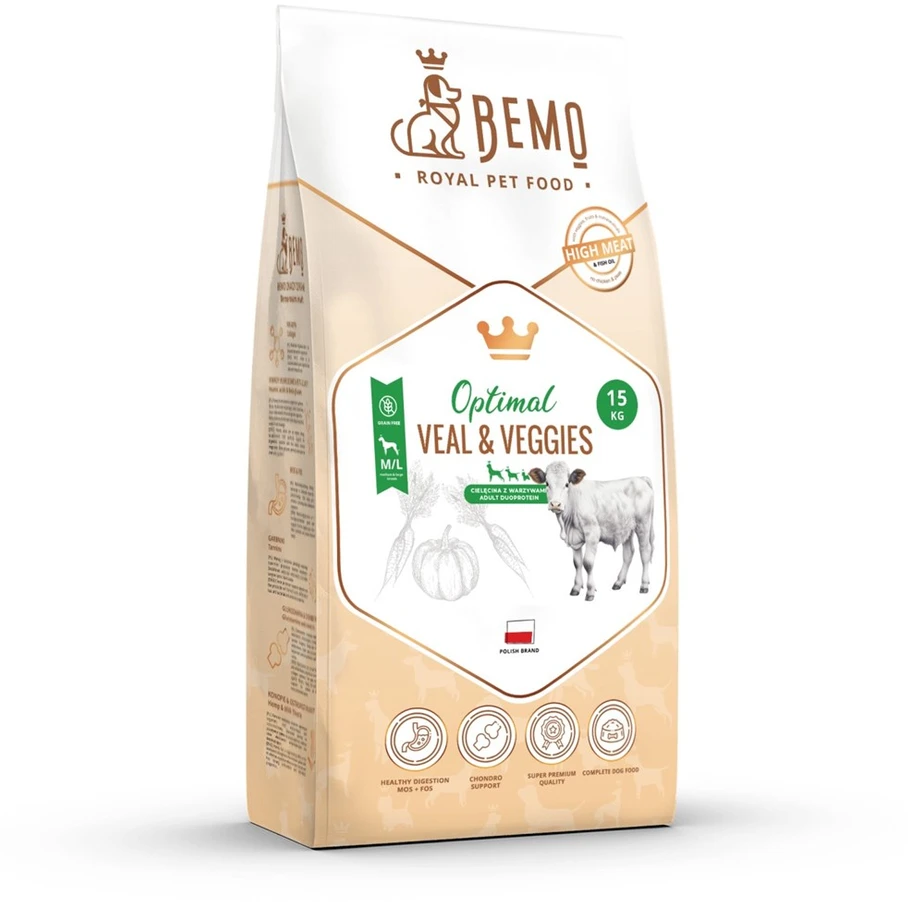 BEMO Optimal veršiena ir daržovės Medium/Large – sausa šunų maistas – 15 kg