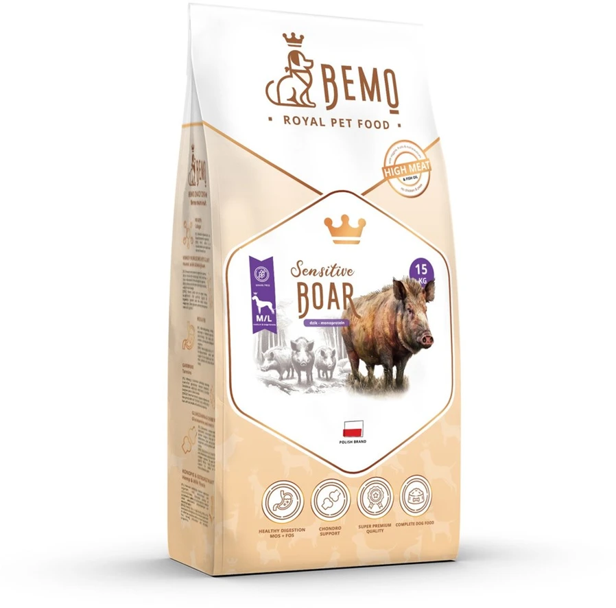 BEMO Sensitive Boar Medium/Large Mono - sausa šunų mėsa - 15kg